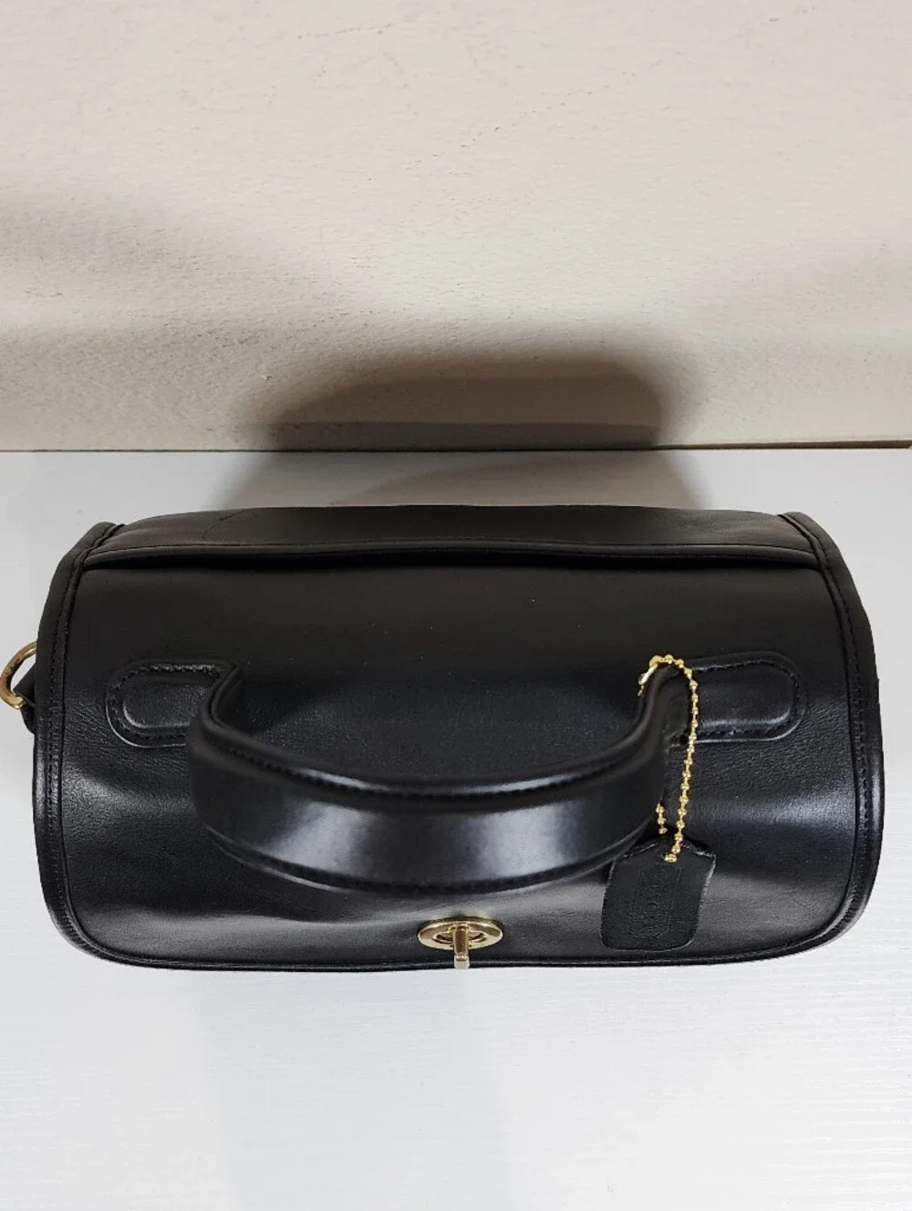 Vintage Coach Black Leather Manor Bag #9977